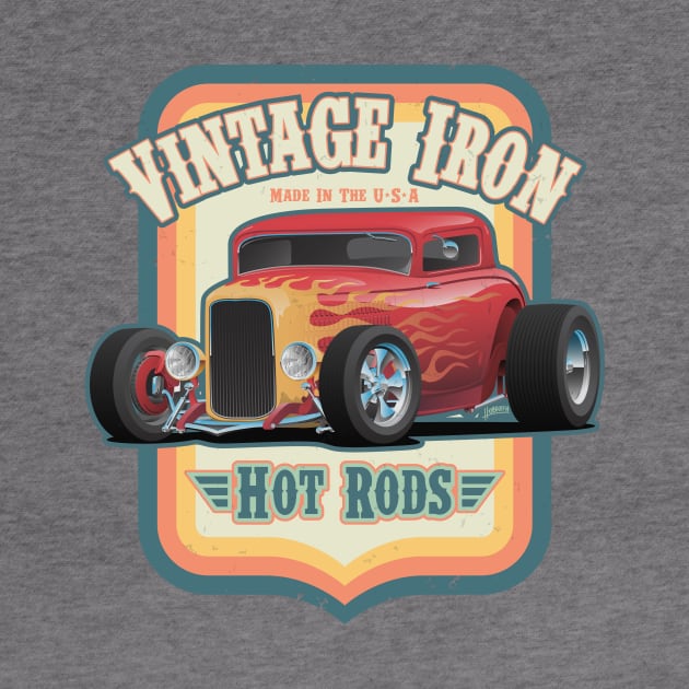 Vintage Iron Hot Rods Retro Style Automotive Art Illustration by hobrath